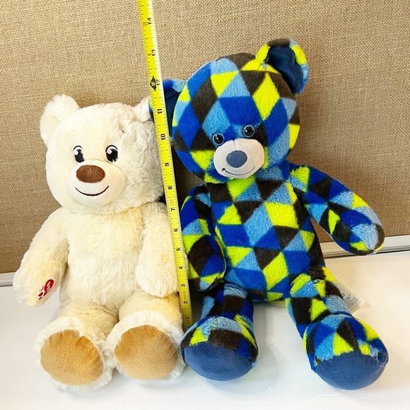 Build a Bear Blue Black Green Checkered 2018 Plush Gamer Rare 18" & Lil Cub 15” - Picture 7 of 10